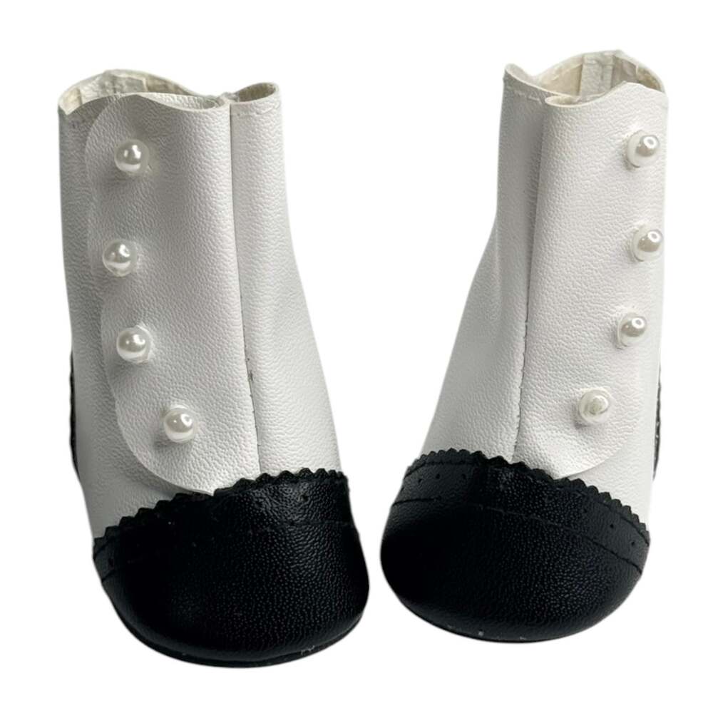 American Girl Samantha Button Boots Pearl White Black Midday Doll Shoe Accessory